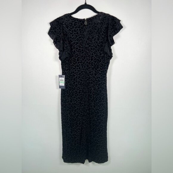 NWT TOMMY HILFIGER Flutter Short Sleeve Velvet Leopard Print Sheath Dress Sz 8 - Picture 3 of 15